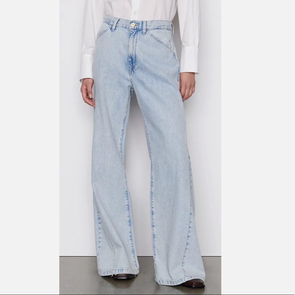 FRAME DENIM Le Baggy Palazzo Wide Leg in Whisper Blue Jeans Pants